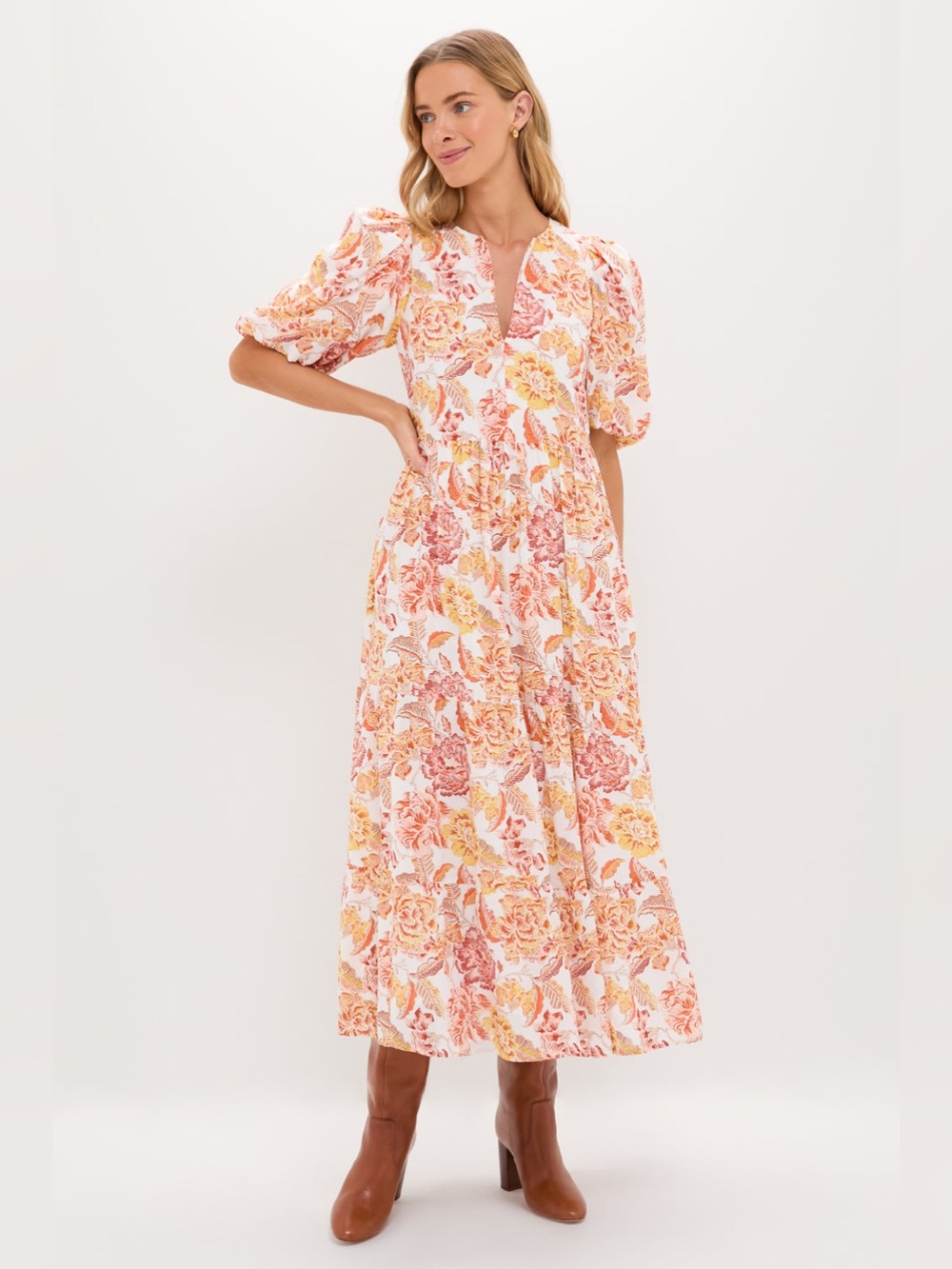 NWT Tuckernuck Hyacinth House Saffron Floral Cisco Midi Dress LARGE